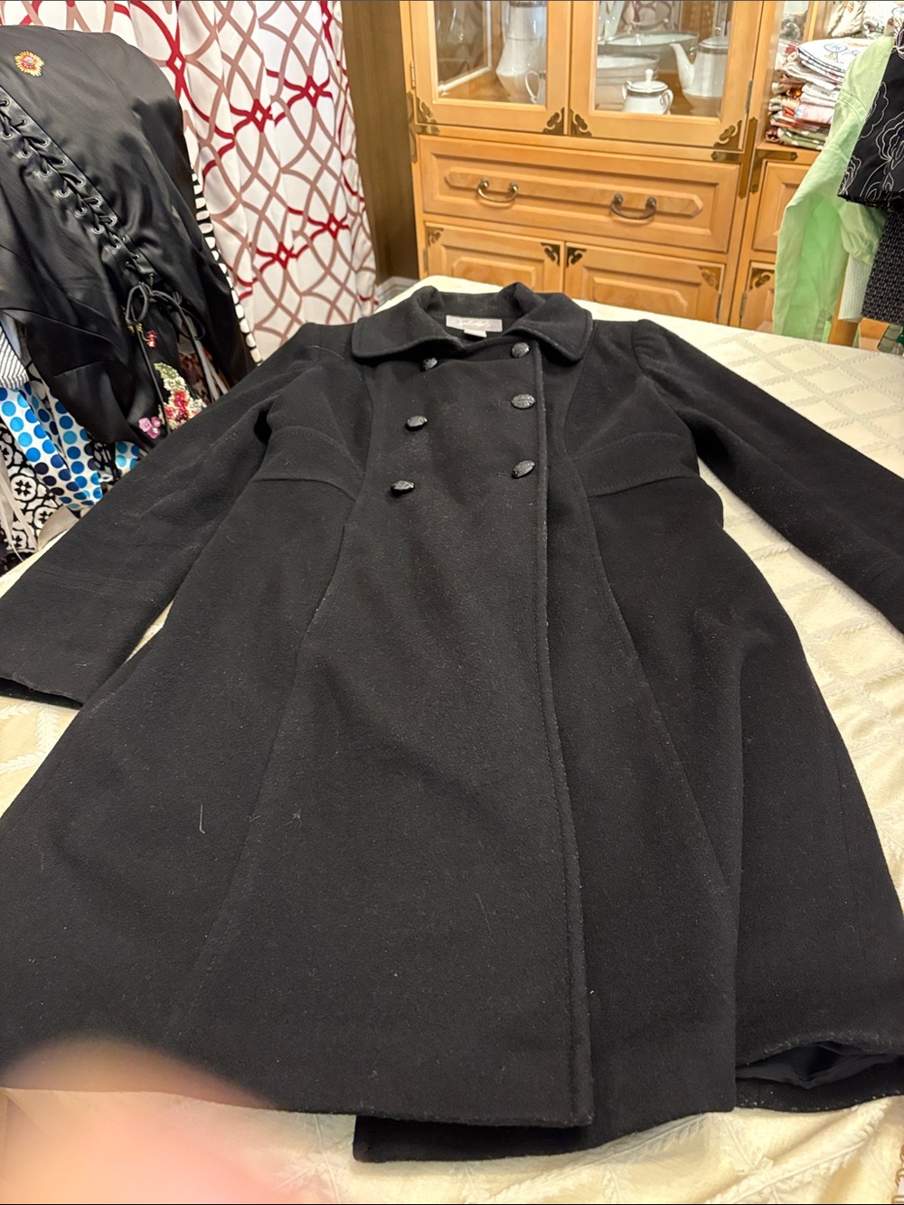 Vintage Lord & Taylor Black Double-Breasted Women's Coat